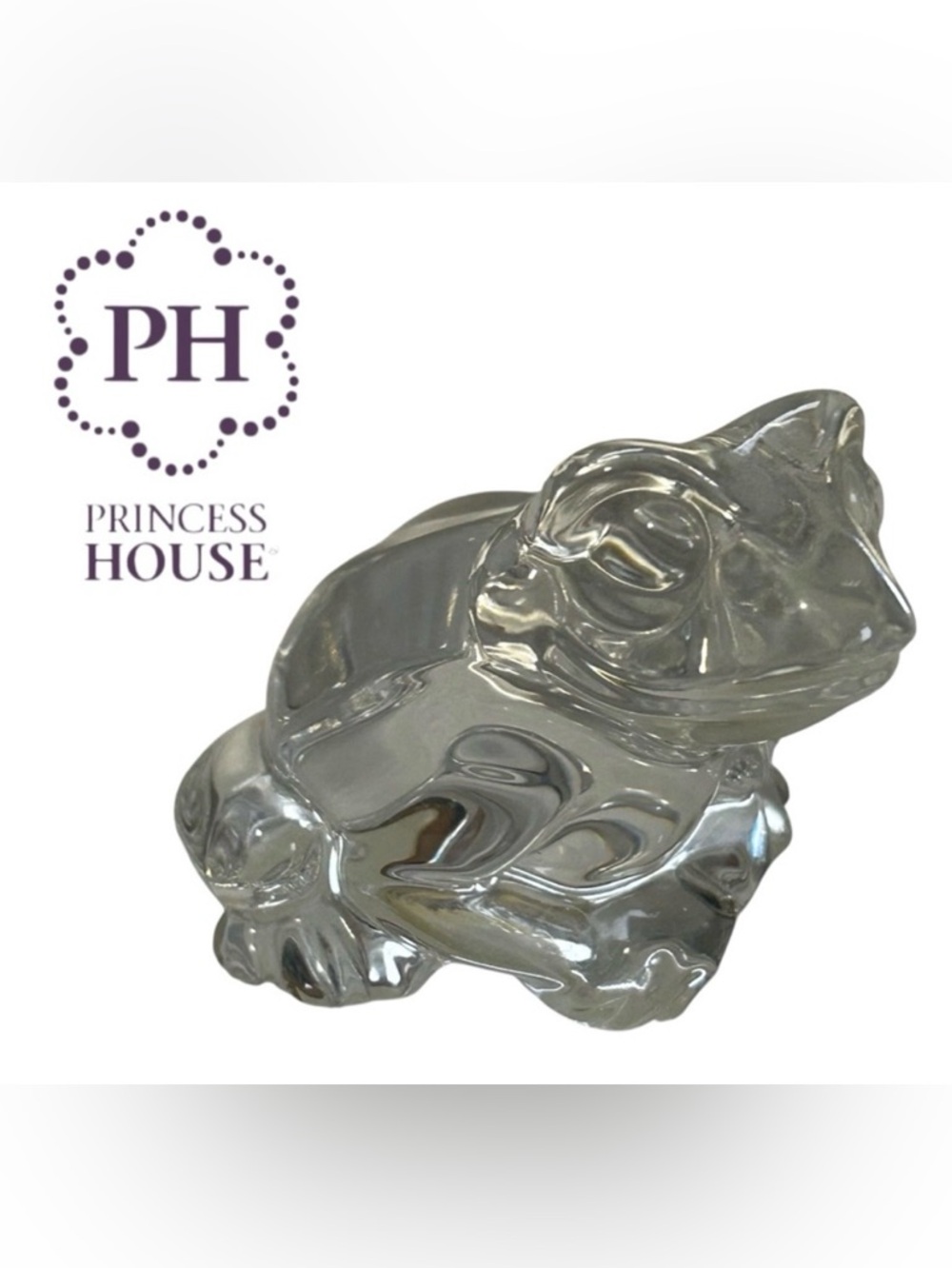 VINTAGE CRYSTAL FROG PRINCESS HOUSE 24% LEAD CRYSTAL ORNAMENT FIGURINE